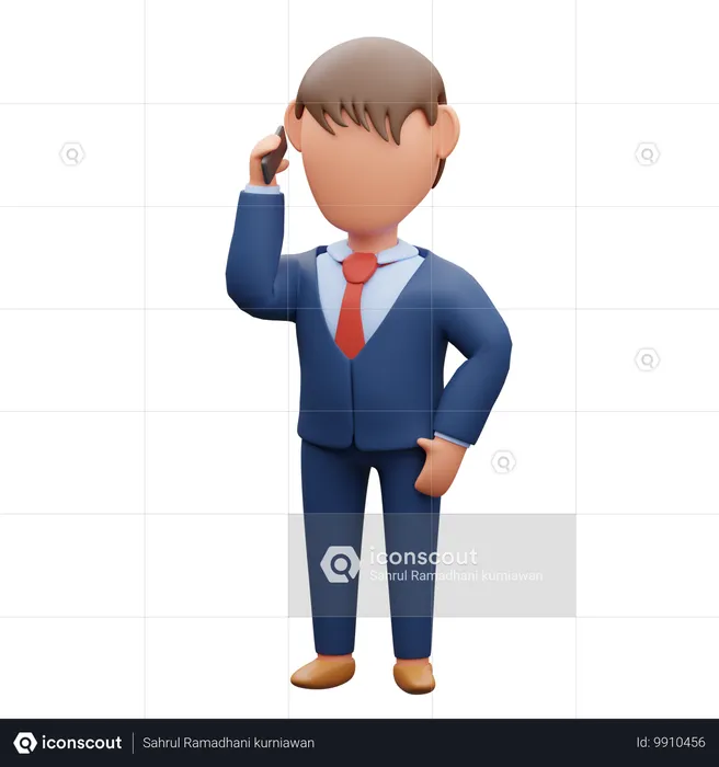 Businessman On Call  3D Illustration