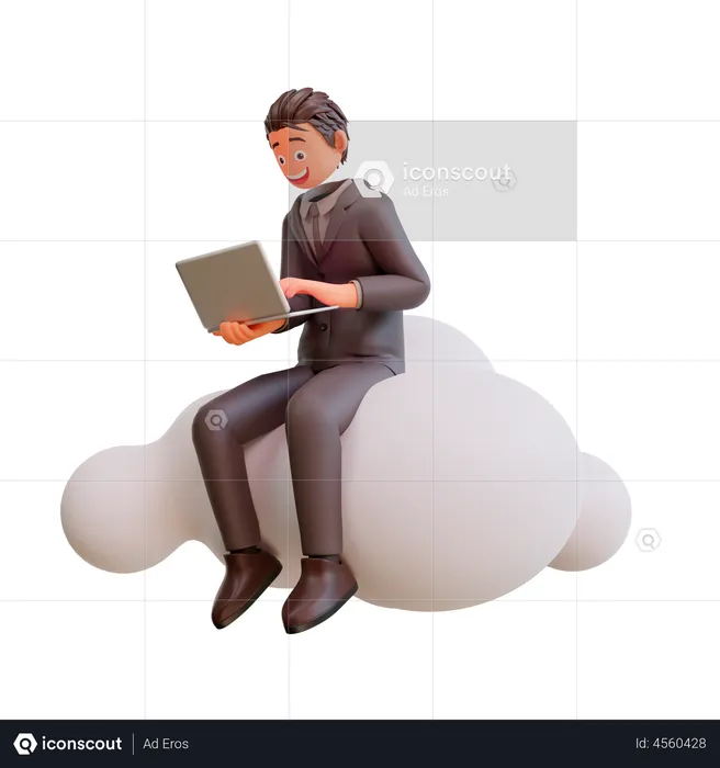 Businessman on cloud  3D Illustration