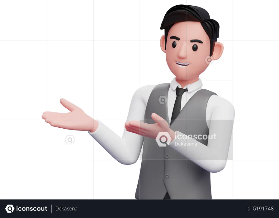 Businessman open both hands pose  3D Illustration