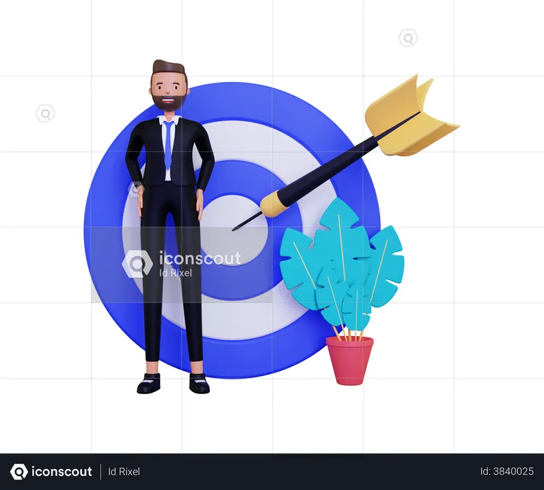 Businessman personal goal with dartboard  3D Illustration