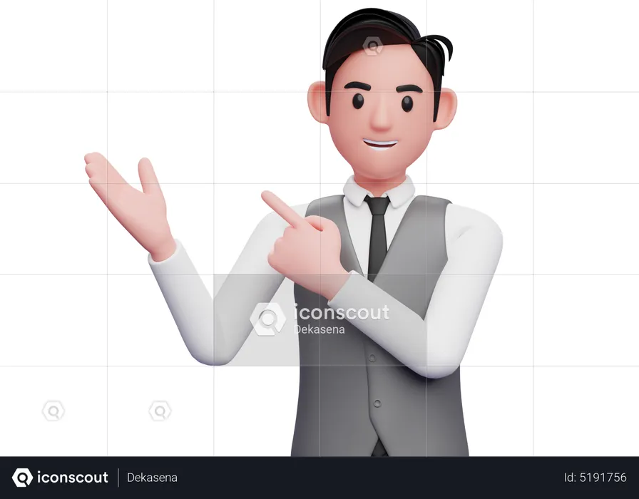 Businessman Pointing and recommending pose  3D Illustration