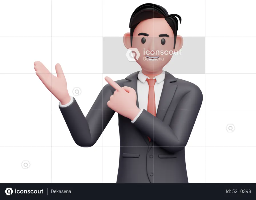 Businessman Pointing and recommending pose  3D Illustration
