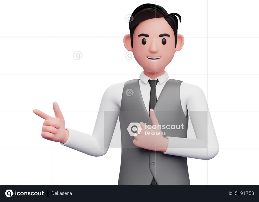 Businessman  pointing and thumbs up  3D Illustration