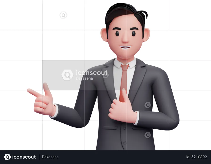 Businessman pointing and thumbs up  3D Illustration