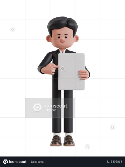 Businessman pointing at blank white paper  3D Illustration