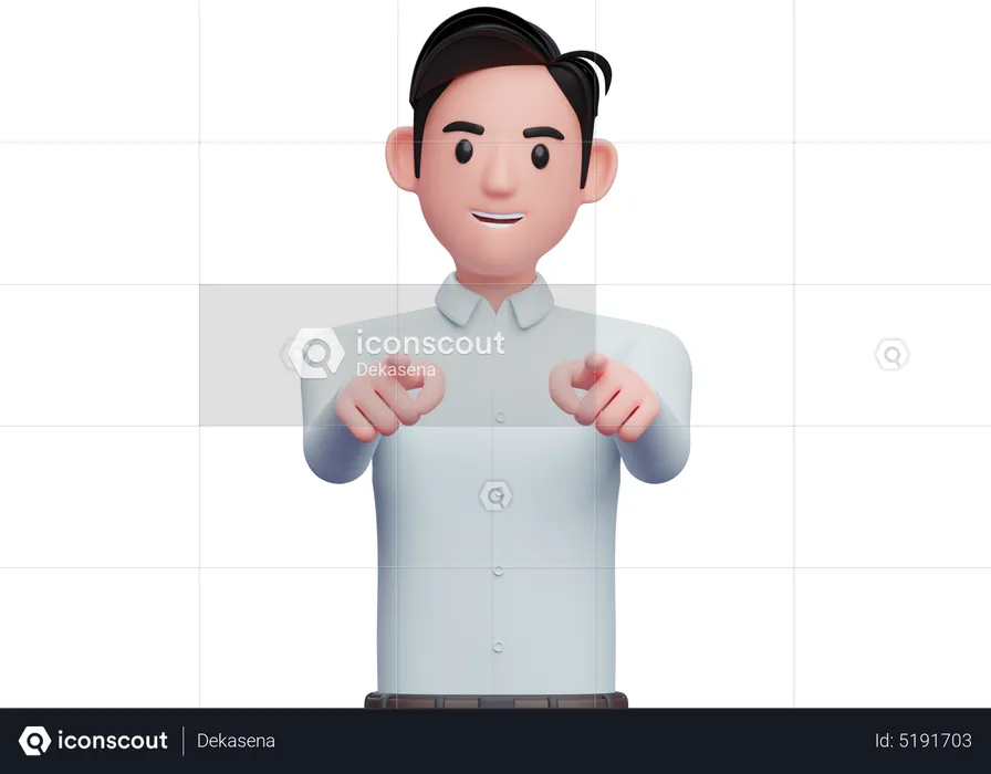Businessman pointing at camera with both hands  3D Illustration