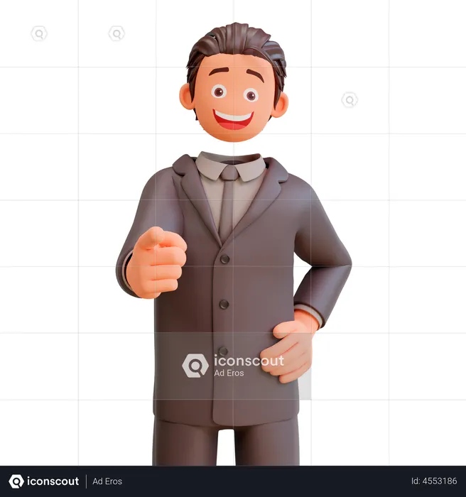 Businessman pointing at front  3D Illustration