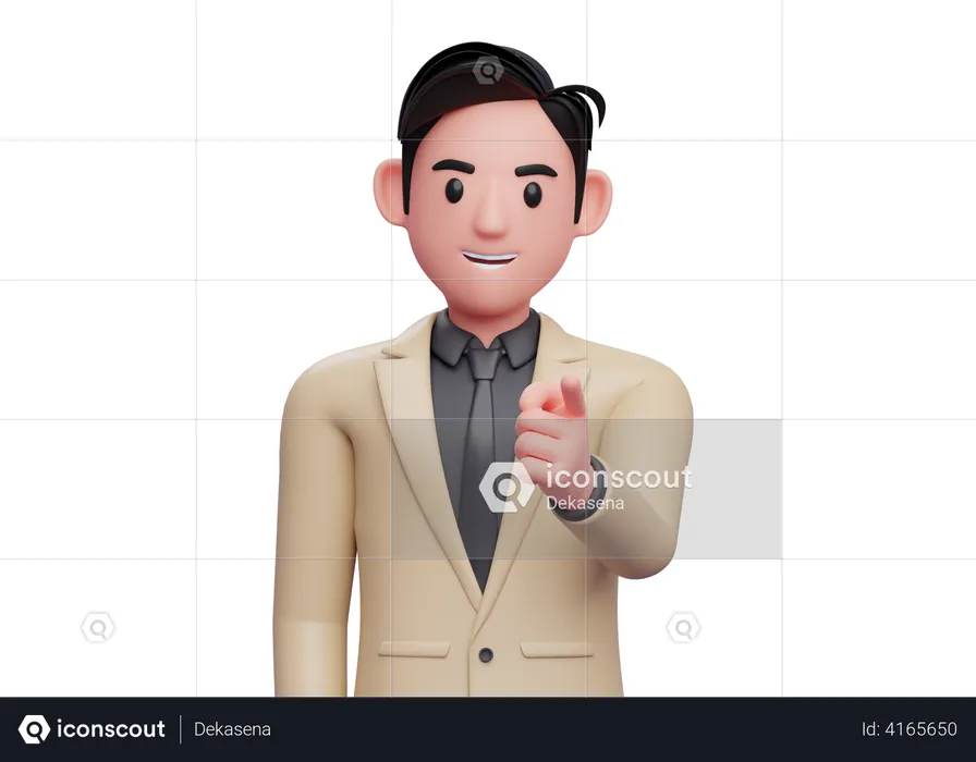 Businessman Pointing finger at front  3D Illustration