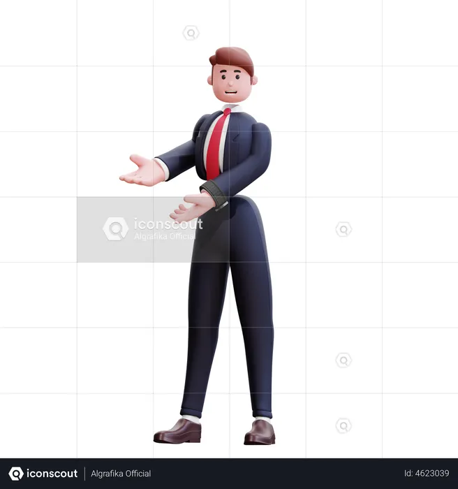 Businessman pointing both hands  3D Illustration