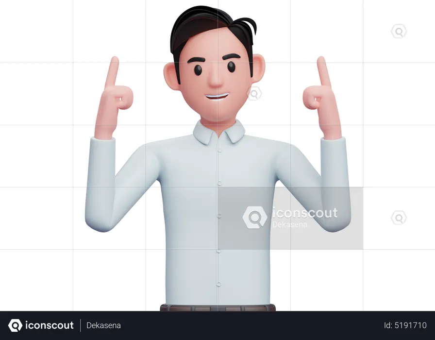 Businessman pointing both index fingers upwards  3D Illustration