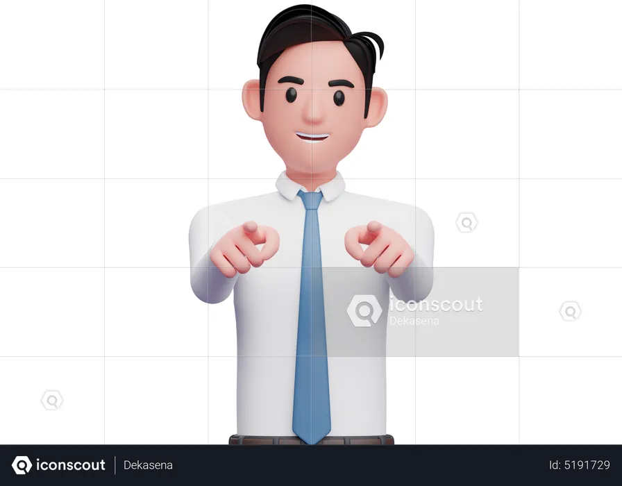 Businessman pointing camera with both index finger  3D Illustration