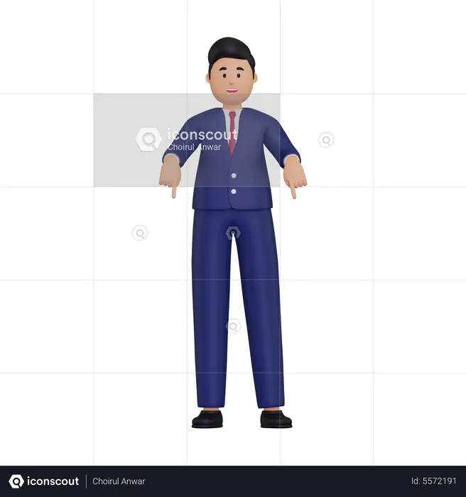 Businessman pointing down  3D Illustration