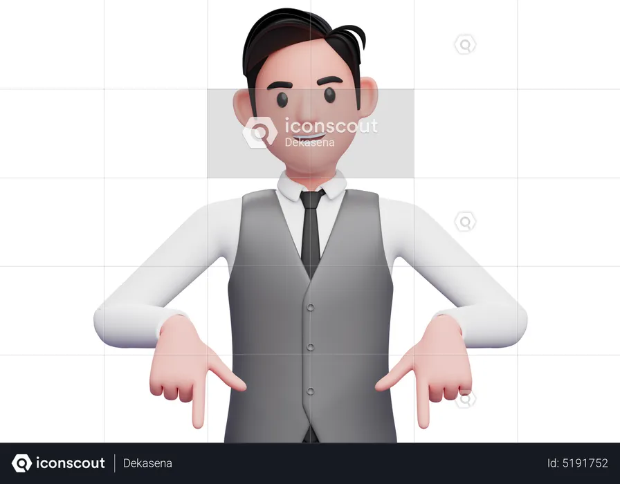 Businessman pointing down  3D Illustration