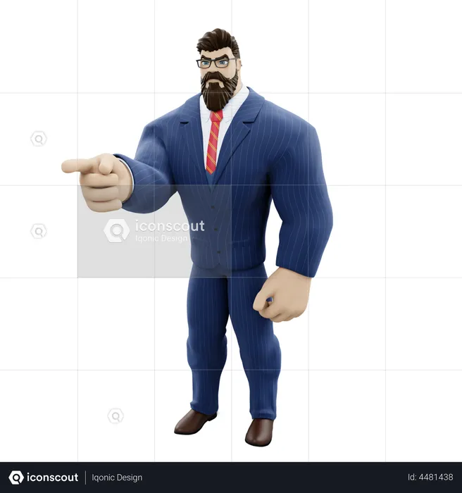 Businessman Pointing Finger  3D Illustration