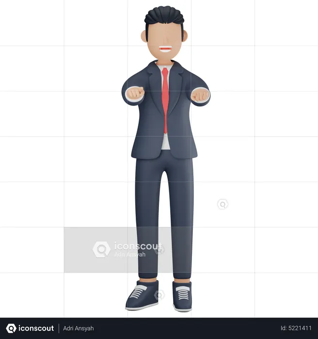 Businessman pointing finger at front  3D Illustration