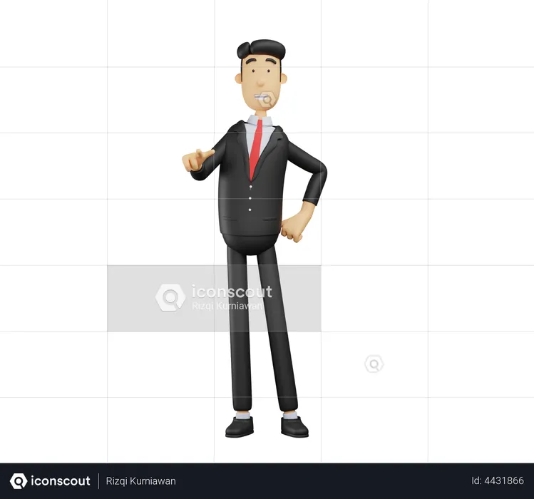 Businessman pointing finger in front  3D Illustration