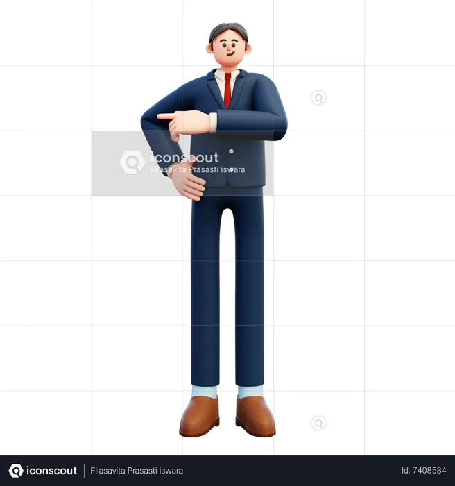 Businessman Pointing Finger on left  3D Illustration