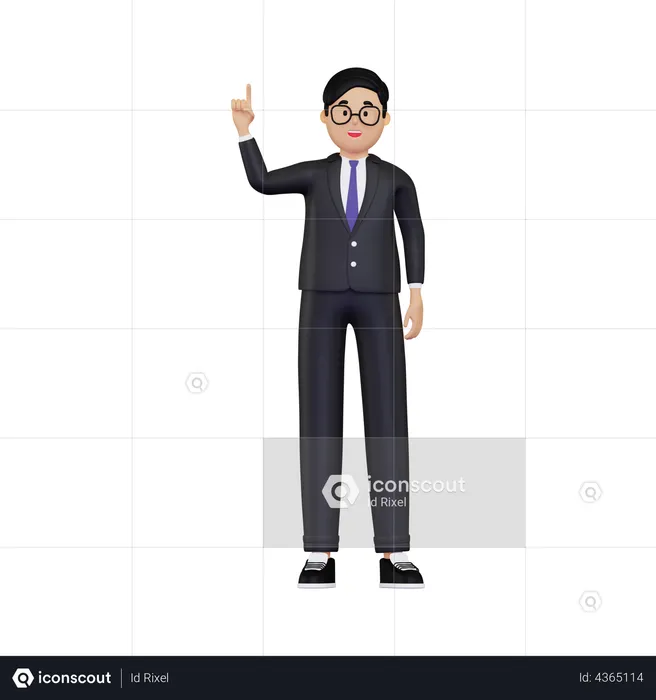 Businessman pointing finger up  3D Illustration