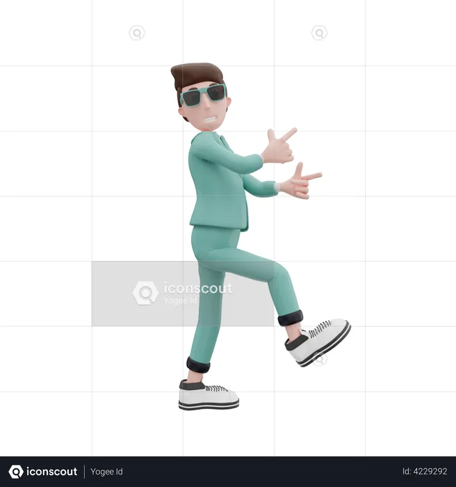 Businessman pointing fingers in direction  3D Illustration