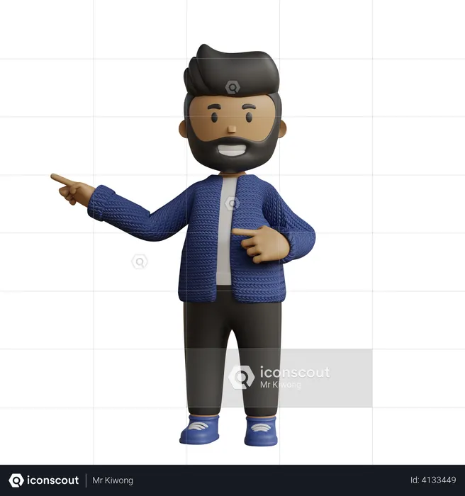 Businessman pointing fingers in left side  3D Illustration