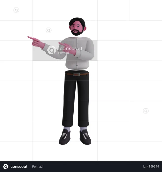 Businessman pointing fingers in side  3D Illustration