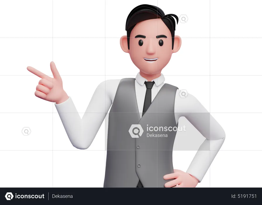 Businessman pointing gun finger to the left  3D Illustration