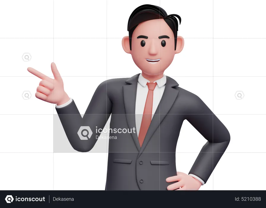 Businessman pointing gun finger to the left  3D Illustration