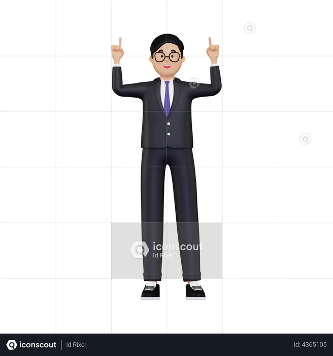 Businessman pointing his hands up  3D Illustration