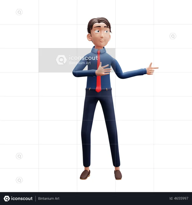 Businessman Pointing Left  3D Illustration