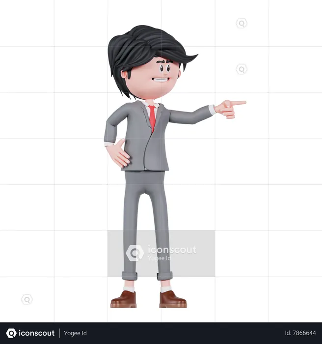 Businessman Pointing Left Side  3D Illustration