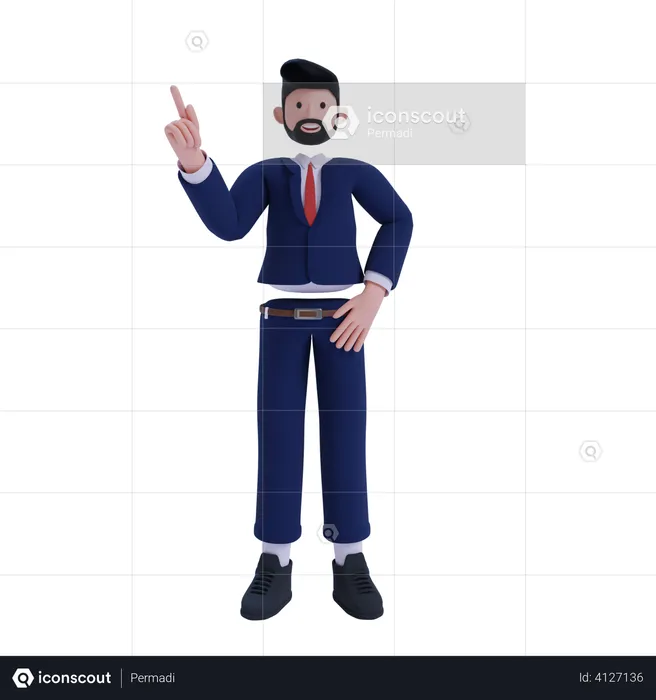 Businessman pointing one finger  3D Illustration