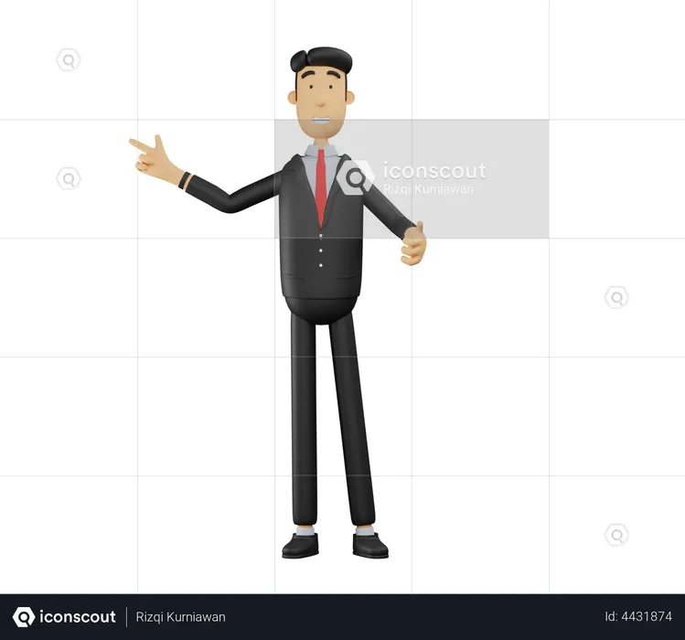 Businessman pointing one finger in right side  3D Illustration