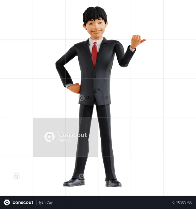 Businessman Pointing Right  3D Illustration