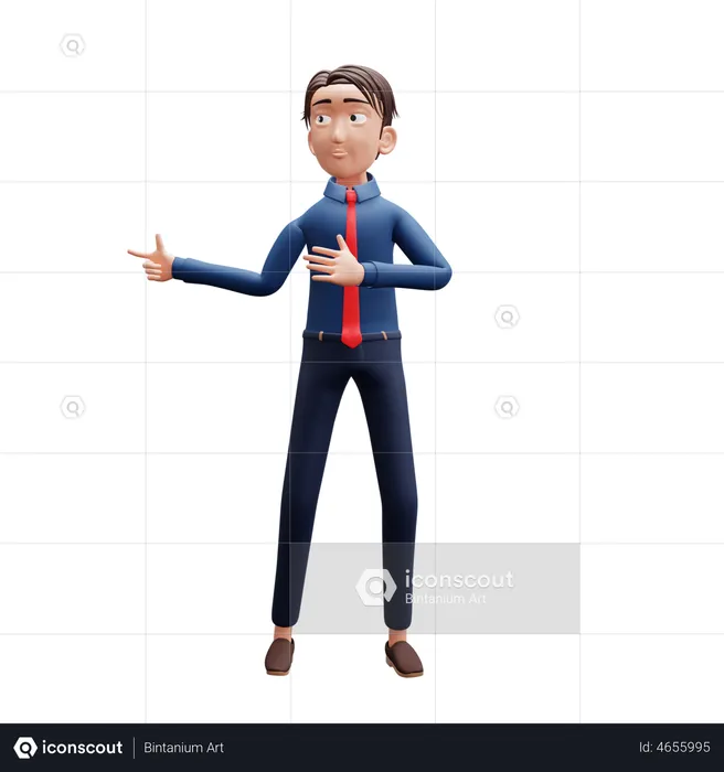 Businessman Pointing Right  3D Illustration