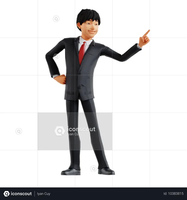 Businessman Pointing Right Side  3D Illustration