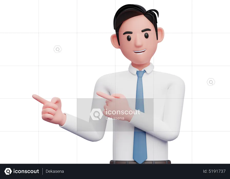 Businessman pointing side with both index fingers  3D Illustration