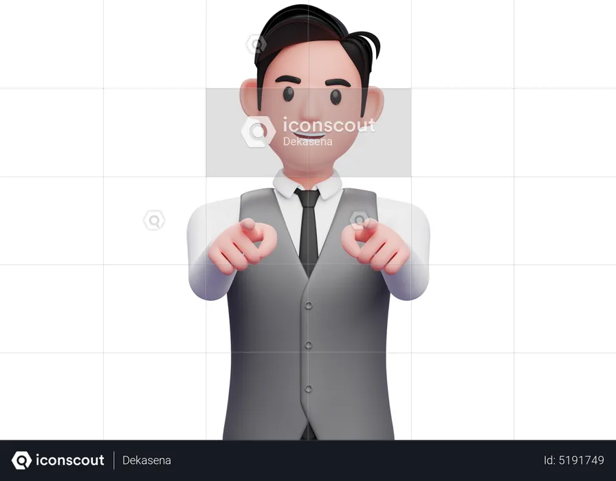 Businessman pointing to the camera with both hand  3D Illustration