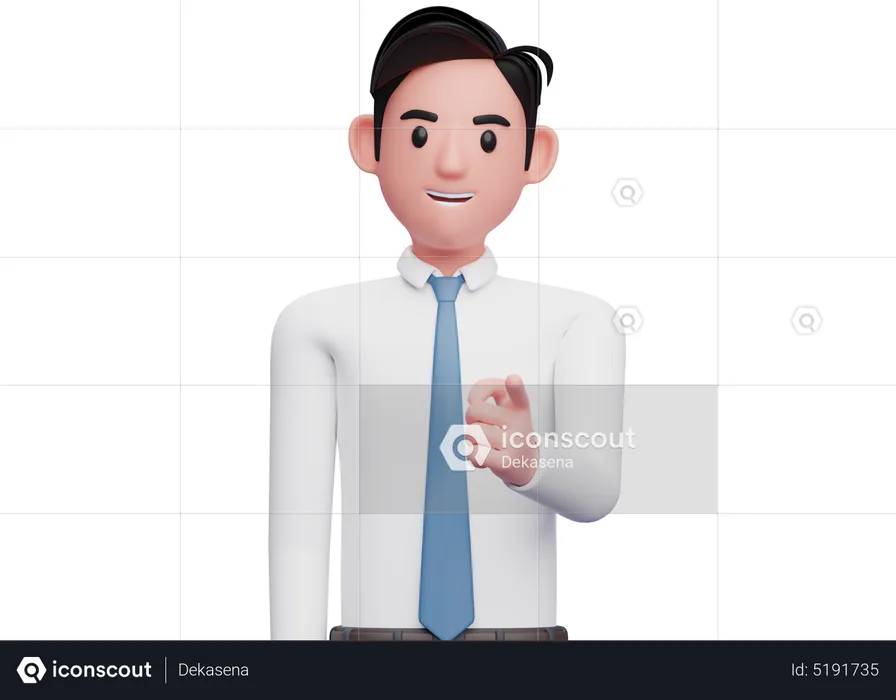 Businessman Pointing to the camera with left hand  3D Illustration