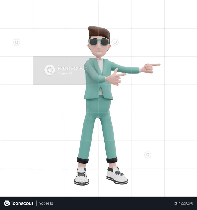 Businessman pointing to the left  3D Illustration