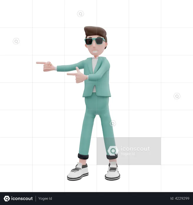 Businessman pointing to the right  3D Illustration