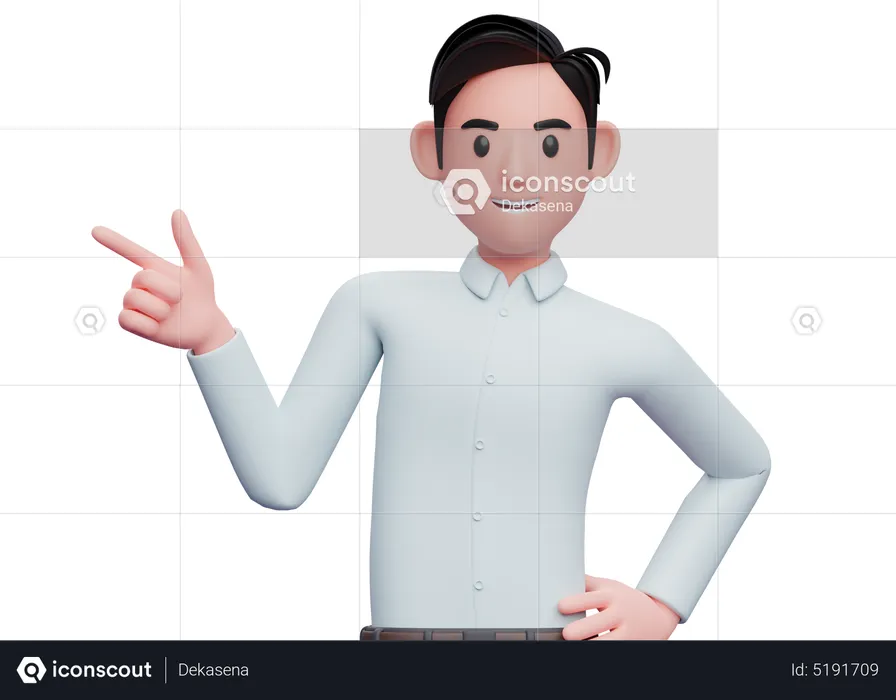 Businessman pointing to the side with finger gun  3D Illustration