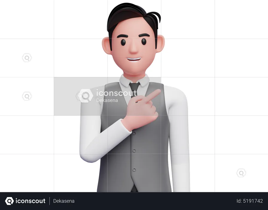 Businessman pointing to the top right  3D Illustration