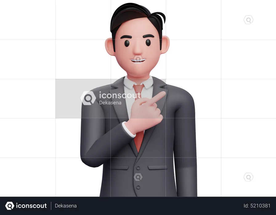 Businessman pointing to the top right  3D Illustration