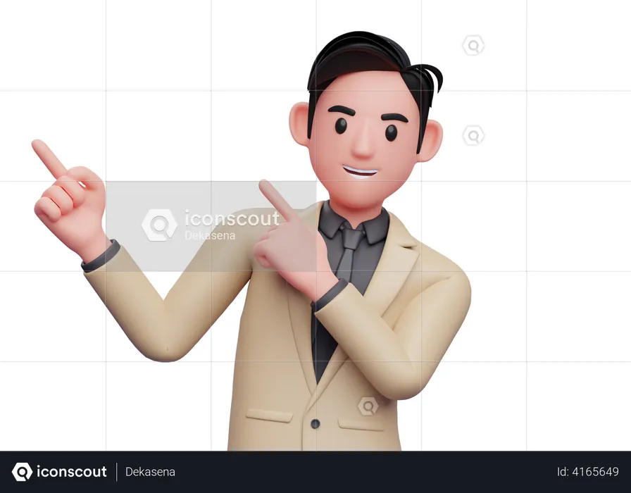 Businessman pointing to fingers to left side  3D Illustration