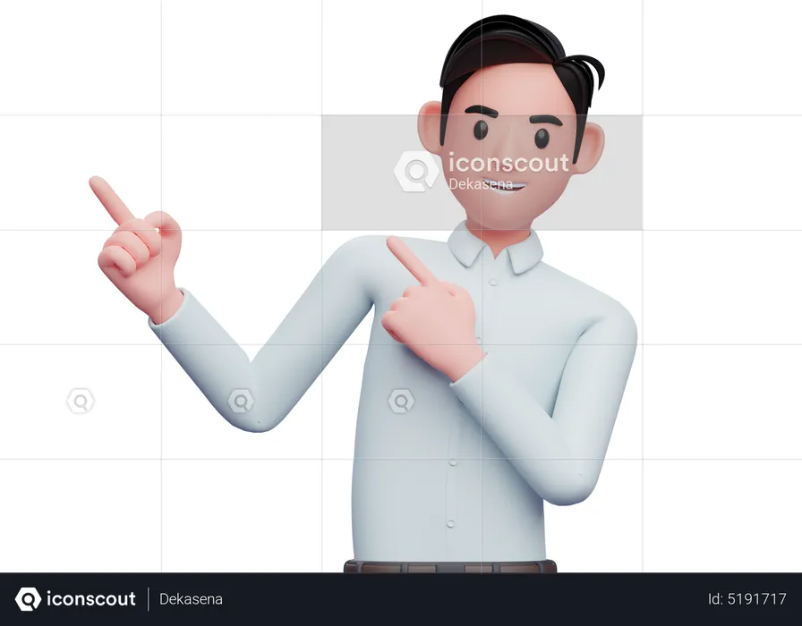 Businessman Pointing to the top side with both hands  3D Illustration
