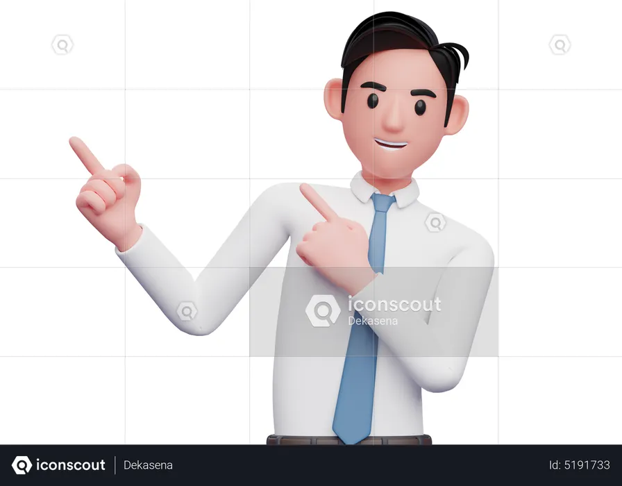 Businessman Pointing to the top side with both hands  3D Illustration