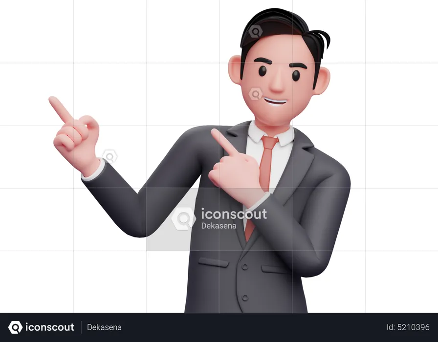 Businessman Pointing to the top side with both index finger  3D Illustration