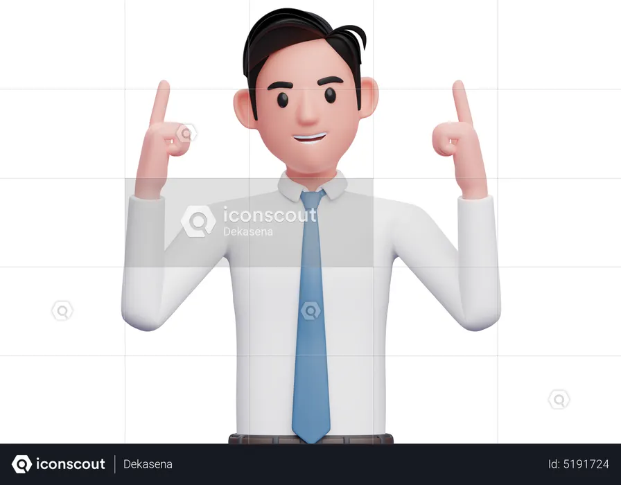 Businessman pointing two fingers up  3D Illustration