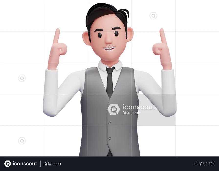 Businessman pointing two fingers up  3D Illustration