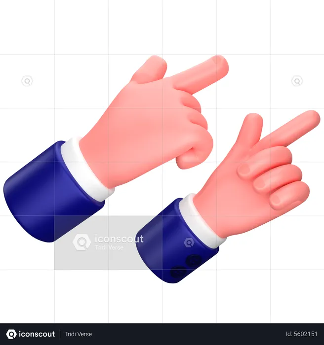 Businessman pointing two hand to the right gesture  3D Icon